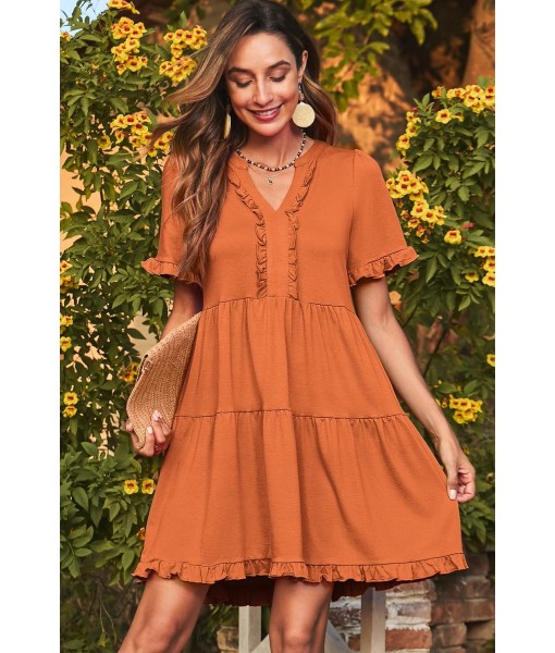 Dokotoo Womens Dresses 2025 Summer Spring V Neck Short Sleeve Casual A Line Flowy Swing Shift Dress Mini Dress