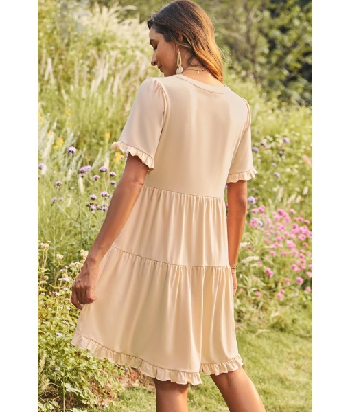 Dokotoo Womens Dresses 2025 Summer Spring V Neck Short Sleeve Casual A Line Flowy Swing Shift Dress Mini Dress