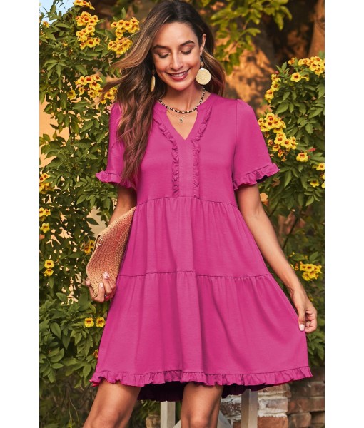 Dokotoo Womens Dresses 2025 Summer Spring V Neck Short Sleeve Casual A Line Flowy Swing Shift Dress Mini Dress