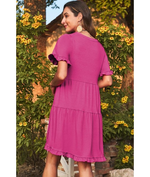 Dokotoo Womens Dresses 2025 Summer Spring V Neck Short Sleeve Casual A Line Flowy Swing Shift Dress Mini Dress