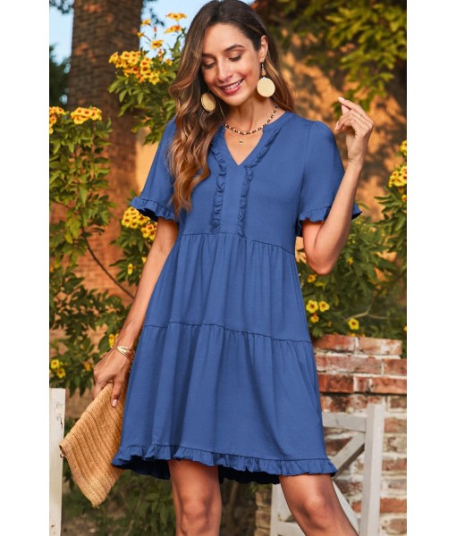 Dokotoo Womens Dresses 2025 Summer Spring V Neck Short Sleeve Casual A Line Flowy Swing Shift Dress Mini Dress