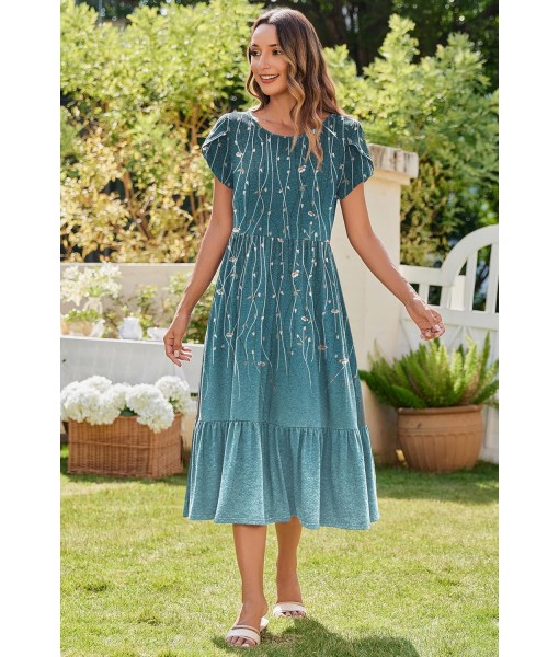 Zeagoo Women Summer Midi A Line Dress Short Sleeve Casual Flowy Tiered Beach Long Sundress with Pockets 2025 Vacation Travel