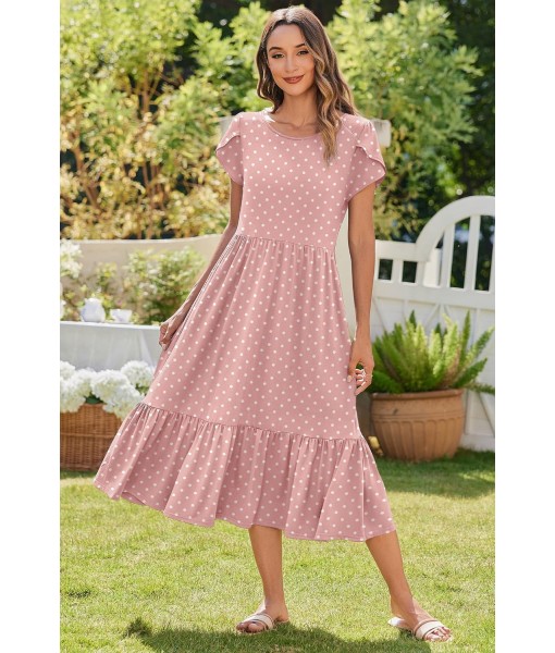 Zeagoo Women Summer Midi A Line Dress Short Sleeve Casual Flowy Tiered Beach Long Sundress with Pockets 2025 Vacation Travel