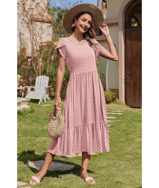 Zeagoo Women Summer Midi A Line Dress Short Sleeve Casual Flowy Tiered Beach Long Sundress with Pockets 2025 Vacation Travel