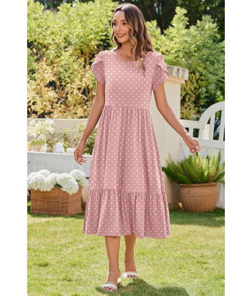 Zeagoo Women Summer Midi A Line Dress Short Sleeve Casual Flowy Tiered Beach Long Sundress with Pockets 2025 Vacation Travel