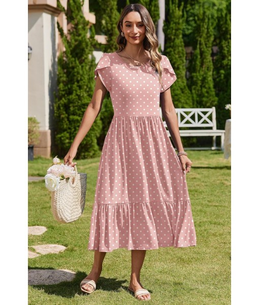 Zeagoo Women Summer Midi A Line Dress Short Sleeve Casual Flowy Tiered Beach Long Sundress with Pockets 2025 Vacation Travel