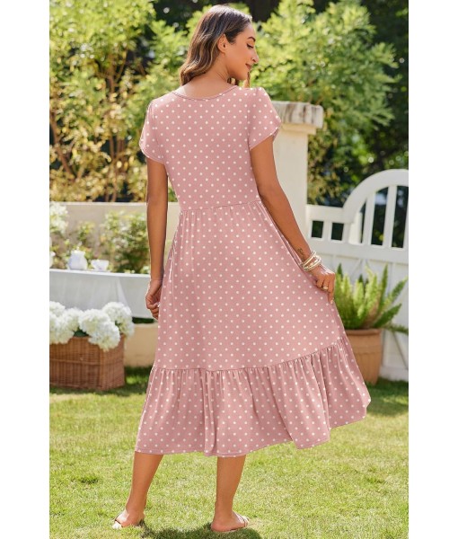 Zeagoo Women Summer Midi A Line Dress Short Sleeve Casual Flowy Tiered Beach Long Sundress with Pockets 2025 Vacation Travel
