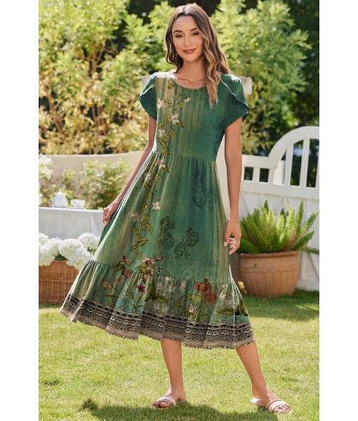 Zeagoo Women Summer Midi A Line Dress Short Sleeve Casual Flowy Tiered Beach Long Sundress with Pockets 2025 Vacation Travel