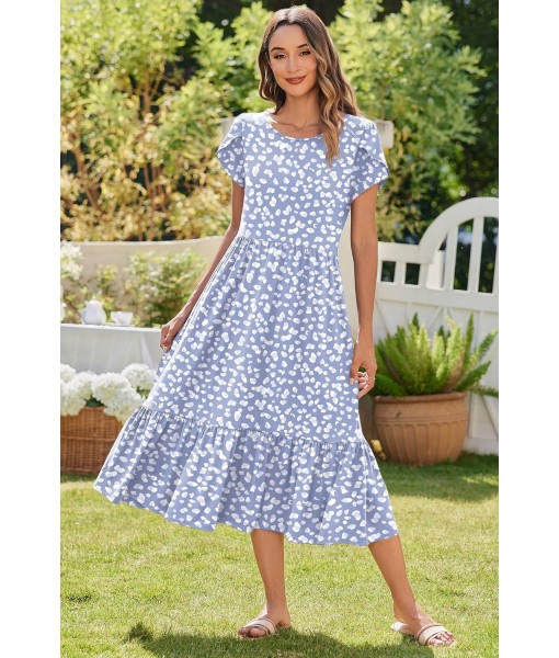 Zeagoo Women Summer Midi A Line Dress Short Sleeve Casual Flowy Tiered Beach Long Sundress with Pockets 2025 Vacation Travel