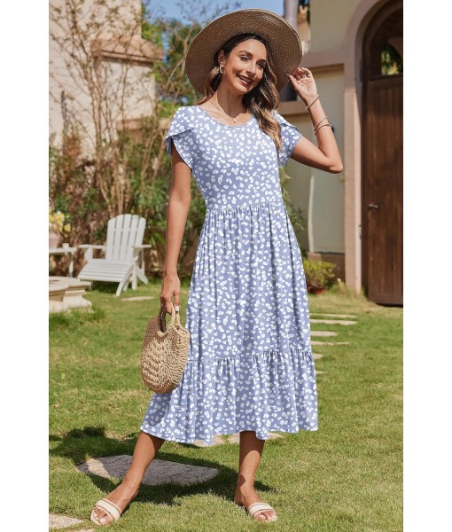 Zeagoo Women Summer Midi A Line Dress Short Sleeve Casual Flowy Tiered Beach Long Sundress with Pockets 2025 Vacation Travel