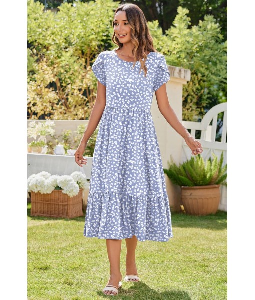 Zeagoo Women Summer Midi A Line Dress Short Sleeve Casual Flowy Tiered Beach Long Sundress with Pockets 2025 Vacation Travel