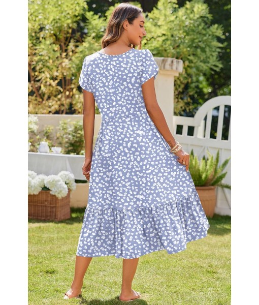 Zeagoo Women Summer Midi A Line Dress Short Sleeve Casual Flowy Tiered Beach Long Sundress with Pockets 2025 Vacation Travel