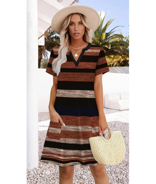 WIHOLL Dresses for Women 2025 Casual Summer V Neck Wedding Guest Dress Short Sleeve Fashion Beach Vacation Clothes