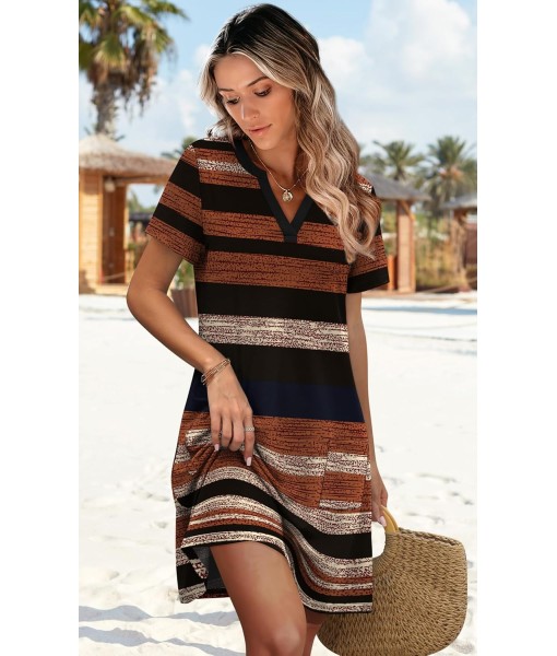 WIHOLL Dresses for Women 2025 Casual Summer V Neck Wedding Guest Dress Short Sleeve Fashion Beach Vacation Clothes