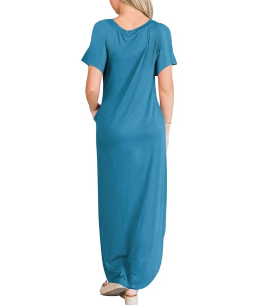 ANRABESS Womens Summer Maxi Dress Short Sleeve Casual Loose Long T Shirt Dresses Split Vacation Beach Sundress Travel Outfits