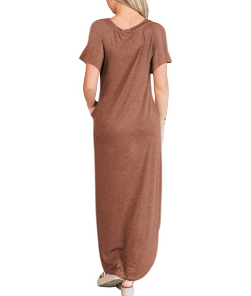 ANRABESS Womens Summer Maxi Dress Short Sleeve Casual Loose Long T Shirt Dresses Split Vacation Beach Sundress Travel Outfits