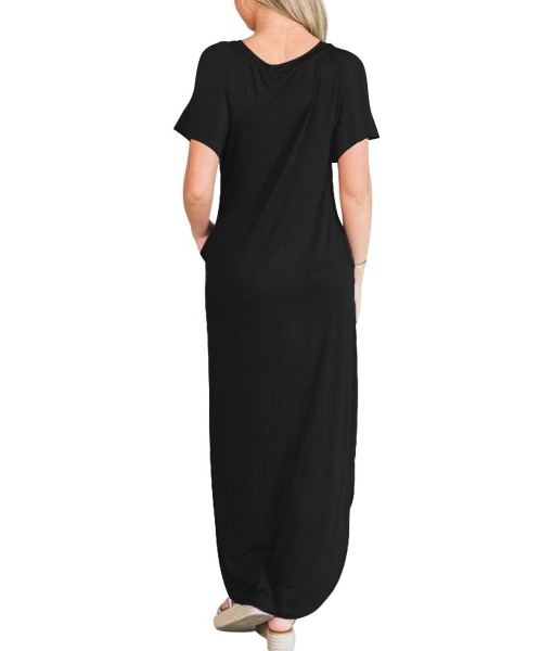 ANRABESS Womens Summer Maxi Dress Short Sleeve Casual Loose Long T Shirt Dresses Split Vacation Beach Sundress Travel Outfits