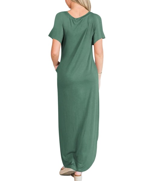 ANRABESS Womens Summer Maxi Dress Short Sleeve Casual Loose Long T Shirt Dresses Split Vacation Beach Sundress Travel Outfits