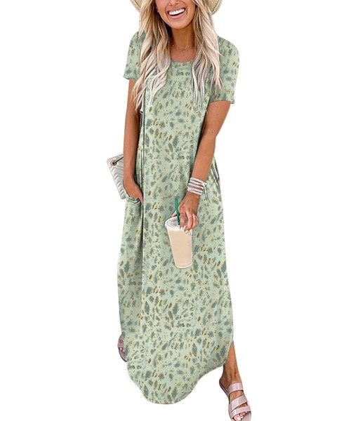 ANRABESS Womens Summer Maxi Dress Short Sleeve Casual Loose Long T Shirt Dresses Split Vacation Beach Sundress Travel Outfits