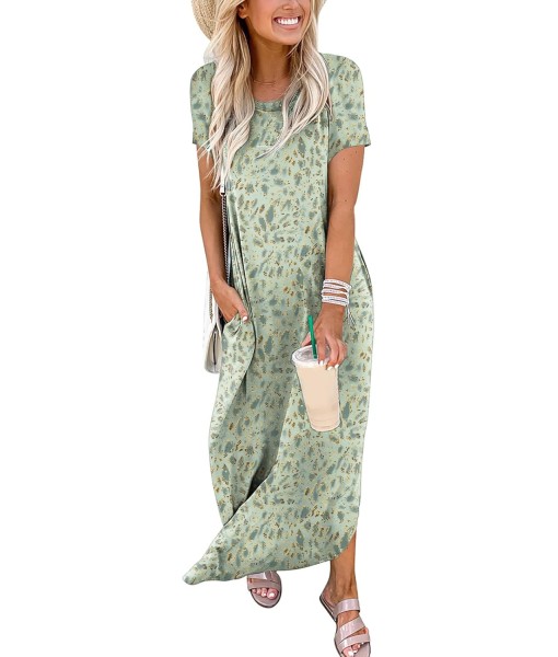 ANRABESS Womens Summer Maxi Dress Short Sleeve Casual Loose Long T Shirt Dresses Split Vacation Beach Sundress Travel Outfits