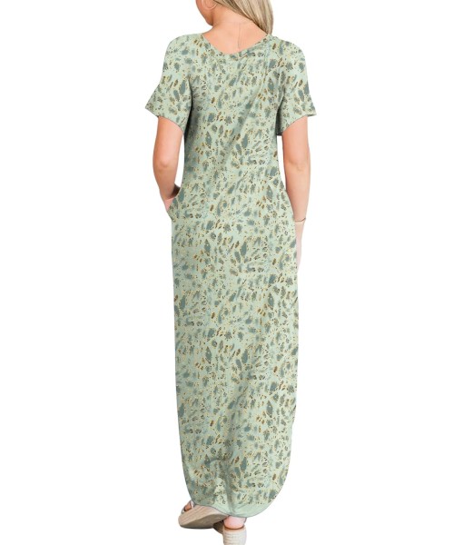 ANRABESS Womens Summer Maxi Dress Short Sleeve Casual Loose Long T Shirt Dresses Split Vacation Beach Sundress Travel Outfits