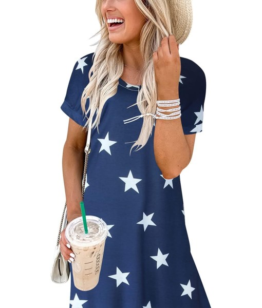 ANRABESS Womens Summer Maxi Dress Short Sleeve Casual Loose Long T Shirt Dresses Split Vacation Beach Sundress Travel Outfits