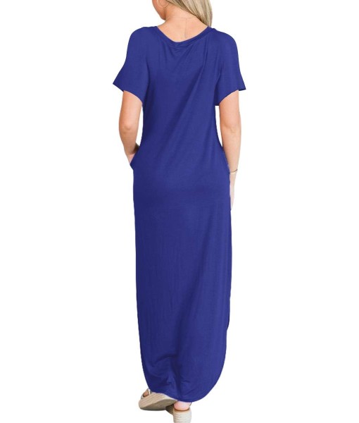 ANRABESS Womens Summer Maxi Dress Short Sleeve Casual Loose Long T Shirt Dresses Split Vacation Beach Sundress Travel Outfits