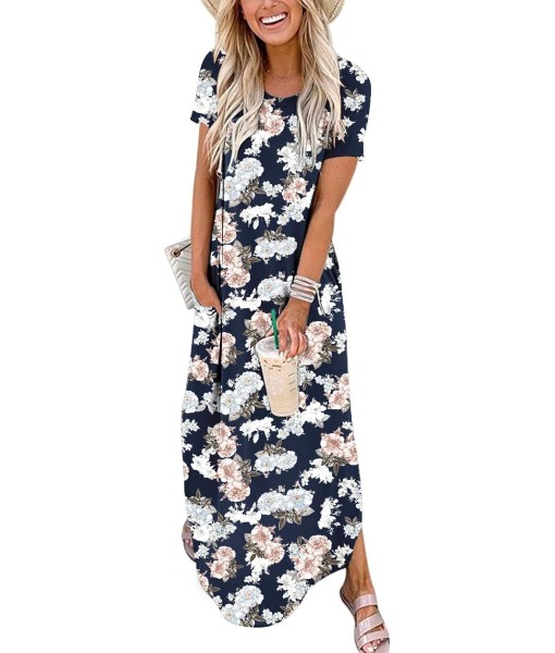 ANRABESS Womens Summer Maxi Dress Short Sleeve Casual Loose Long T Shirt Dresses Split Vacation Beach Sundress Travel Outfits