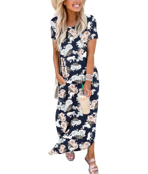 ANRABESS Womens Summer Maxi Dress Short Sleeve Casual Loose Long T Shirt Dresses Split Vacation Beach Sundress Travel Outfits