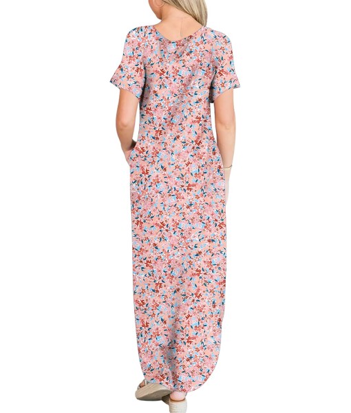 ANRABESS Womens Summer Maxi Dress Short Sleeve Casual Loose Long T Shirt Dresses Split Vacation Beach Sundress Travel Outfits