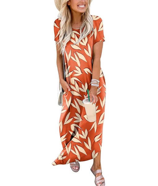 ANRABESS Womens Summer Maxi Dress Short Sleeve Casual Loose Long T Shirt Dresses Split Vacation Beach Sundress Travel Outfits
