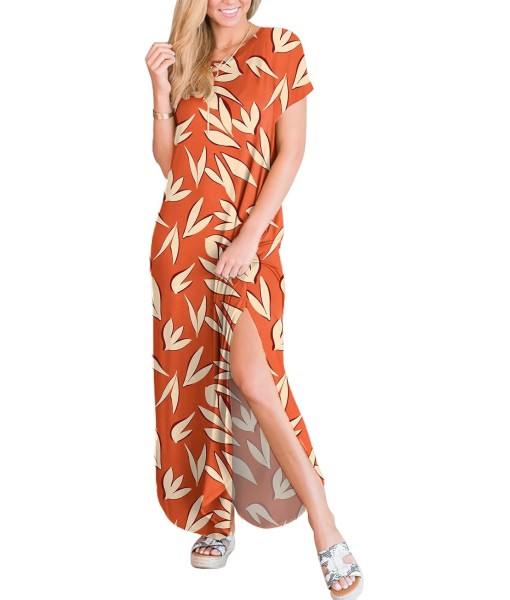 ANRABESS Womens Summer Maxi Dress Short Sleeve Casual Loose Long T Shirt Dresses Split Vacation Beach Sundress Travel Outfits