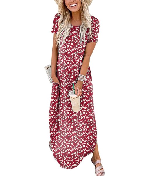 ANRABESS Womens Summer Maxi Dress Short Sleeve Casual Loose Long T Shirt Dresses Split Vacation Beach Sundress Travel Outfits