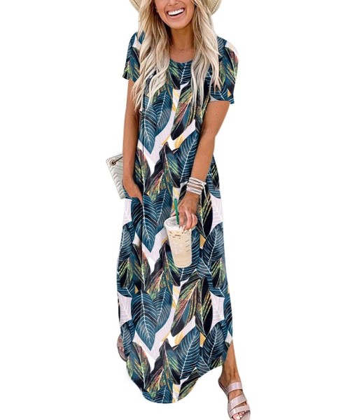 ANRABESS Womens Summer Maxi Dress Short Sleeve Casual Loose Long T Shirt Dresses Split Vacation Beach Sundress Travel Outfits