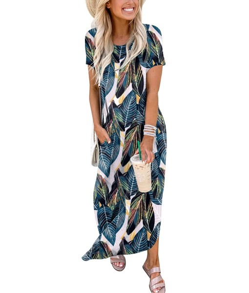 ANRABESS Womens Summer Maxi Dress Short Sleeve Casual Loose Long T Shirt Dresses Split Vacation Beach Sundress Travel Outfits