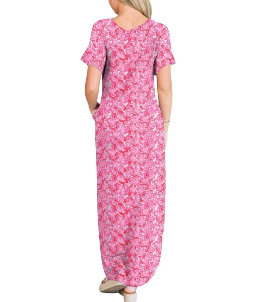 ANRABESS Womens Summer Maxi Dress Short Sleeve Casual Loose Long T Shirt Dresses Split Vacation Beach Sundress Travel Outfits