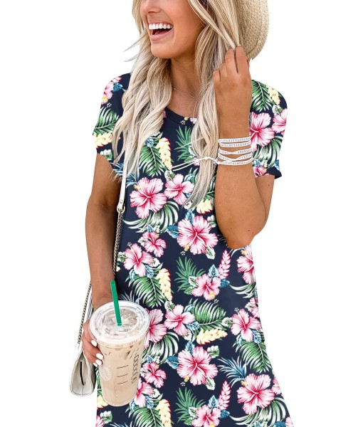 ANRABESS Womens Summer Maxi Dress Short Sleeve Casual Loose Long T Shirt Dresses Split Vacation Beach Sundress Travel Outfits