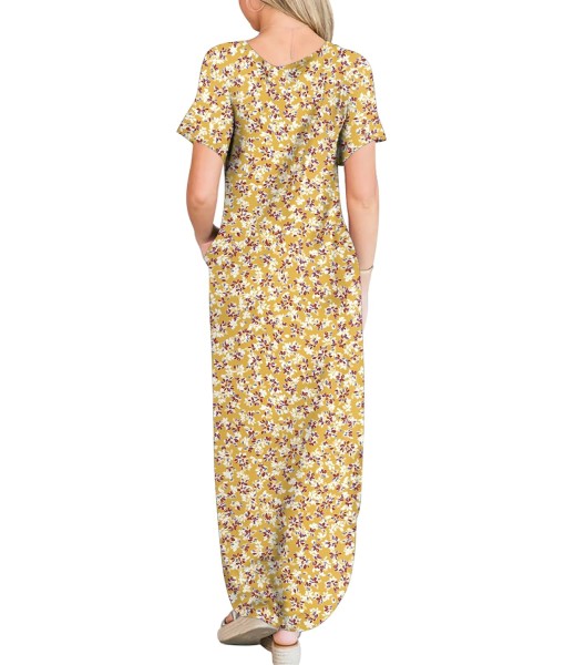 ANRABESS Womens Summer Maxi Dress Short Sleeve Casual Loose Long T Shirt Dresses Split Vacation Beach Sundress Travel Outfits