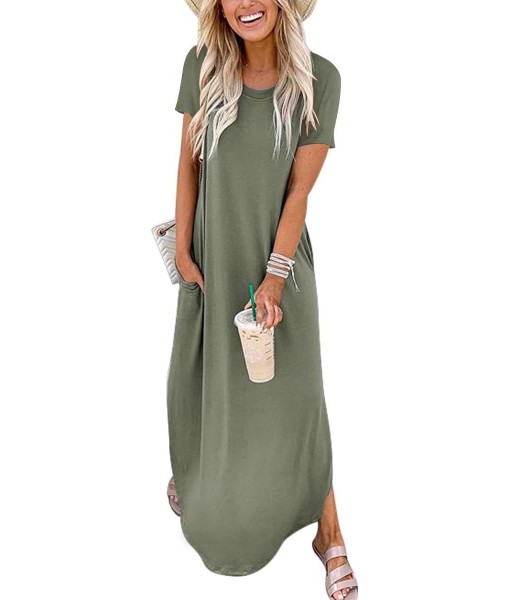 ANRABESS Womens Summer Maxi Dress Short Sleeve Casual Loose Long T Shirt Dresses Split Vacation Beach Sundress Travel Outfits
