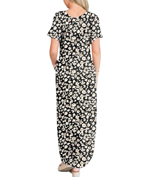 ANRABESS Womens Summer Maxi Dress Short Sleeve Casual Loose Long T Shirt Dresses Split Vacation Beach Sundress Travel Outfits