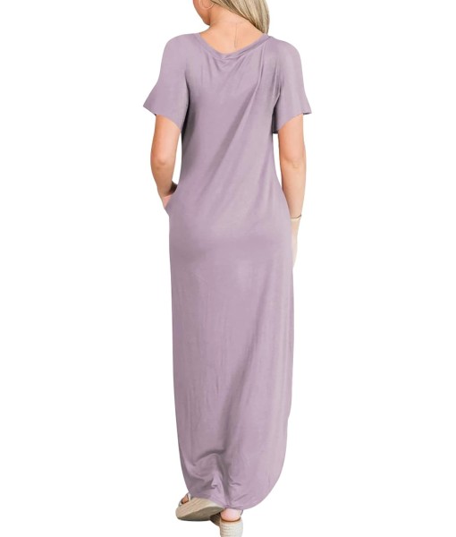 ANRABESS Womens Summer Maxi Dress Short Sleeve Casual Loose Long T Shirt Dresses Split Vacation Beach Sundress Travel Outfits