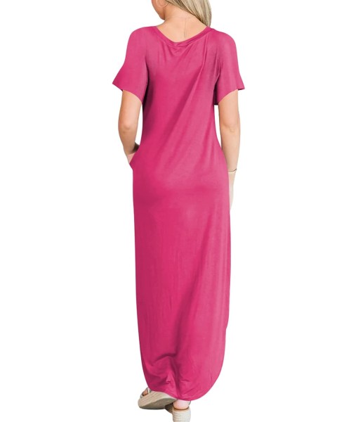 ANRABESS Womens Summer Maxi Dress Short Sleeve Casual Loose Long T Shirt Dresses Split Vacation Beach Sundress Travel Outfits