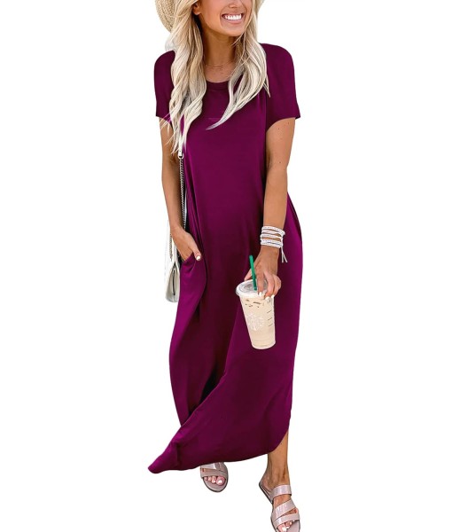 ANRABESS Womens Summer Maxi Dress Short Sleeve Casual Loose Long T Shirt Dresses Split Vacation Beach Sundress Travel Outfits