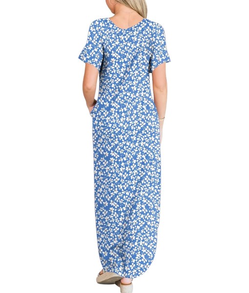 ANRABESS Womens Summer Maxi Dress Short Sleeve Casual Loose Long T Shirt Dresses Split Vacation Beach Sundress Travel Outfits