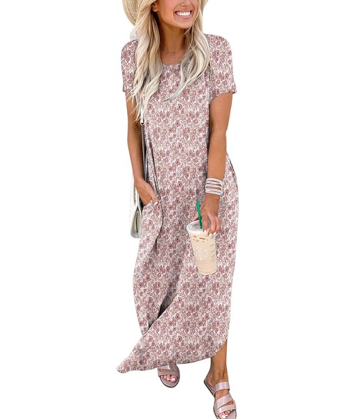 ANRABESS Womens Summer Maxi Dress Short Sleeve Casual Loose Long T Shirt Dresses Split Vacation Beach Sundress Travel Outfits