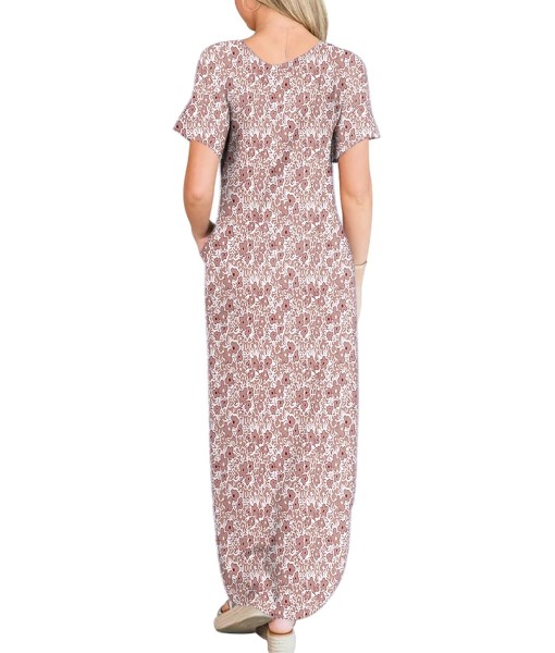 ANRABESS Womens Summer Maxi Dress Short Sleeve Casual Loose Long T Shirt Dresses Split Vacation Beach Sundress Travel Outfits