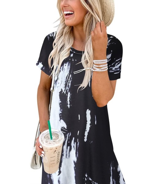 ANRABESS Womens Summer Maxi Dress Short Sleeve Casual Loose Long T Shirt Dresses Split Vacation Beach Sundress Travel Outfits