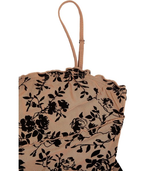 Verdusa Women's Mini Dress Floral Spaghetti Strap Mesh Dresses Going Out Festival Concert Outfits Grunge Gothic Clothes