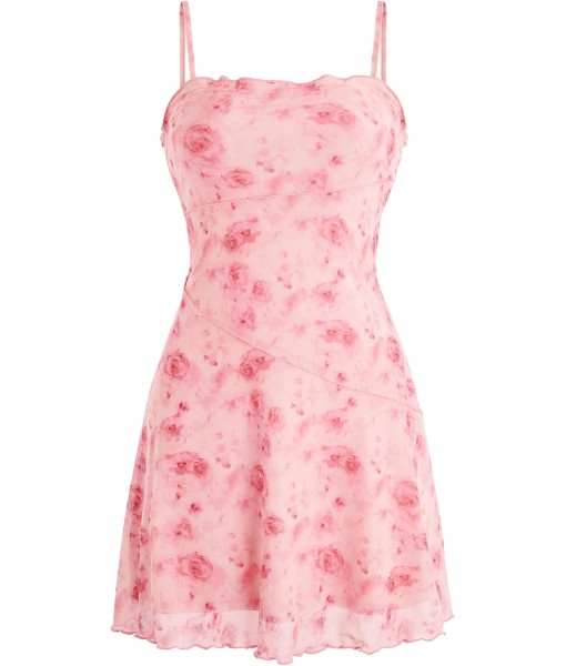 Verdusa Women's Mini Dress Floral Spaghetti Strap Mesh Dresses Going Out Festival Concert Outfits Grunge Gothic Clothes