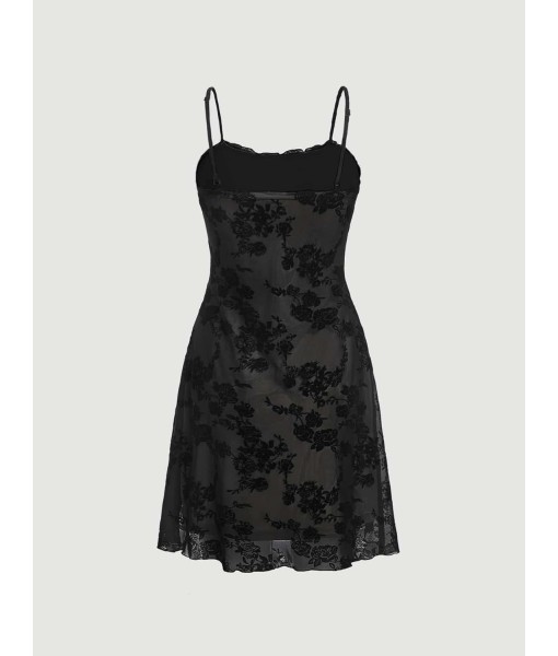Verdusa Women's Mini Dress Floral Spaghetti Strap Mesh Dresses Going Out Festival Concert Outfits Grunge Gothic Clothes